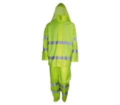Αδιάβροχο κοστούμι PVC υψηλής ορατότητας με κουκούλα κίτρινο φθορίζον Galaxy Rain Plus Hi-Vis 516