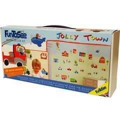 Fun to see jollie town σέτ βαλιτσάκι με αυτοκόλλητα τοίχου
