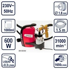 Ηλεκτρικό πιστόλι ψεκασμού RAIDER SGC04 HVLP 600 WATT