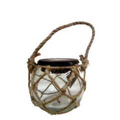 Ηλιακό φωτιστικό βαζάκι με σχοινί Lamp Glass Jar 9.5cm