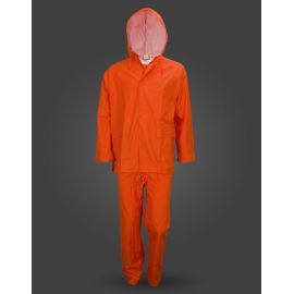 Αδιάβροχο κοστούμι PU/PVC με κουκούλα πορτοκαλί Galaxy Comfort Plus
