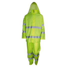 Αδιάβροχο κοστούμι PVC υψηλής ορατότητας με κουκούλα κίτρινο φθορίζον Galaxy Rain Plus Hi-Vis 516