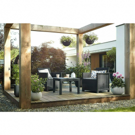Σετ σαλονιού κήπου για εξωτερικούς χώρους σε χρώμα γραφίτη 3τμχ Lounge Set Emma Balcony