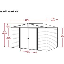 WOODRIDGE 10x6 Μεταλλική Αποθήκη Κήπου Arrow Wood WR106EU