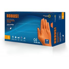 Γάντια νιτριλίου πορτοκαλί μεγάλης αντοχής Robust