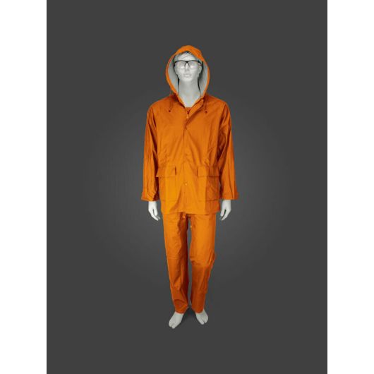 Αδιάβροχο κοστούμι PUPVC με κουκούλα πορτοκαλί Galaxy Comfort Plus