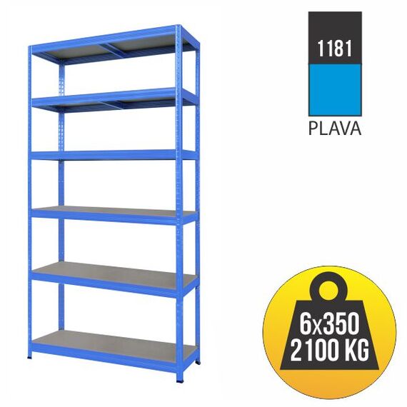 Ραφιέρα μεταλλική μπλε με ράφια MDF 2130x900x600cm Futur Plus 1181