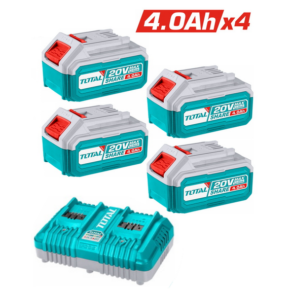 set-mpatarion-lithioy-me-4tem-mpateries-tfbli2002-li-ion-20v-4ah-kai-1tem-diplo-fortisti-tfcli2034e-total-tfbcli20244