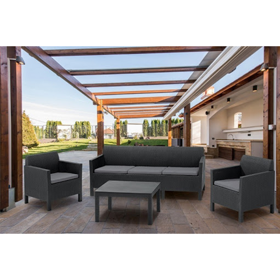 Σετ σαλόνι κήπου σε χρώμα γραφίτη 4τμχ Lounge Set Orlando Keter