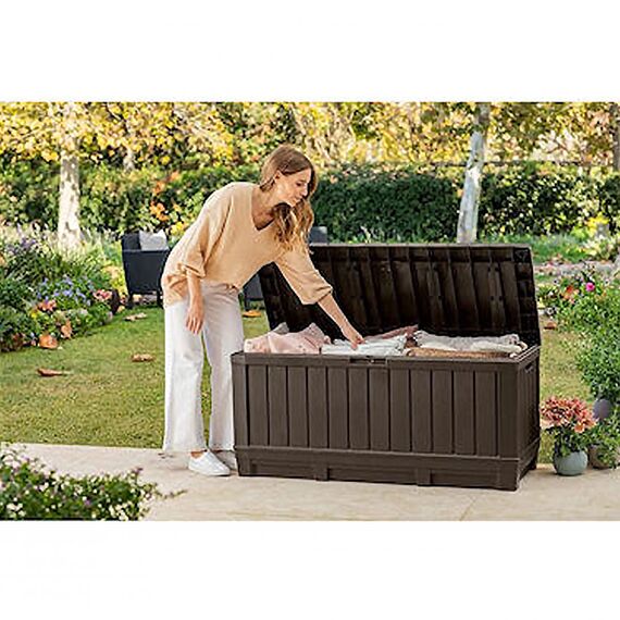 Μπαούλο αποθήκευσης κήπου πλαστικό κaφέ Kentwood 350LT Keter 128x54x59cm