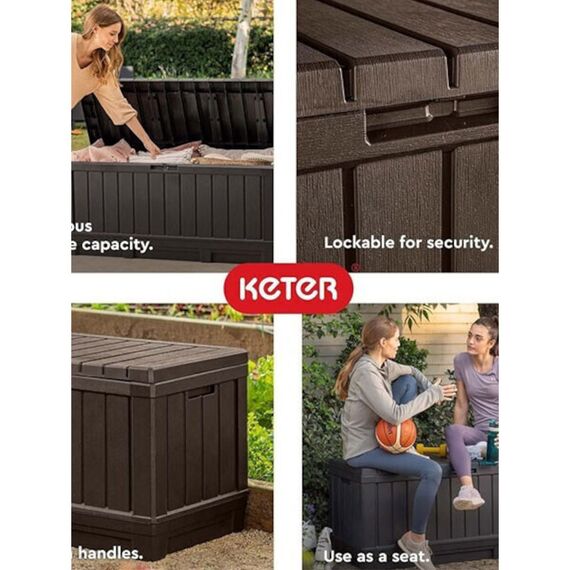 Μπαούλο αποθήκευσης κήπου πλαστικό κaφέ Kentwood 350LT Keter 128x54x59cm