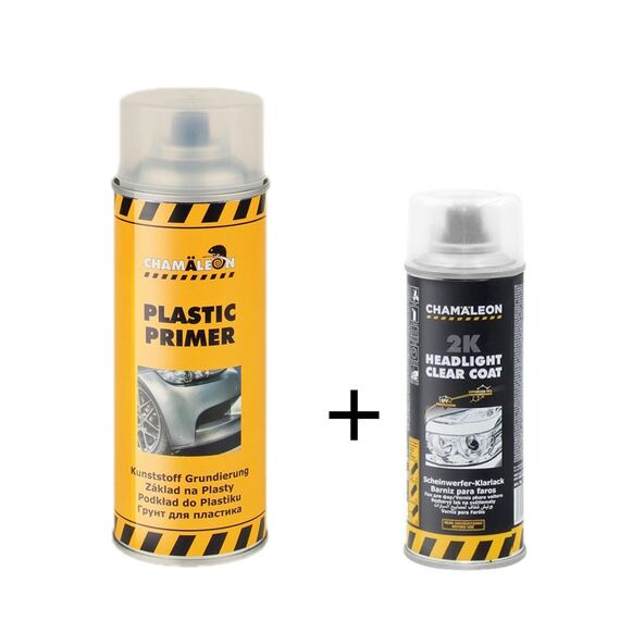 Σπρέι αστάρι για πλαστικά 400ml + Βερνίκι δύο συστατικών 2k 200ml Chamäleon