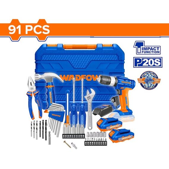 set-drapanokatsabido-kroystiko-35nm-me-2-mpataries-li-ion-20v-1.5ah-and-fortisti-se-plastiki-balitsa-me-91-ergaleia-wadfow-wdt1b90