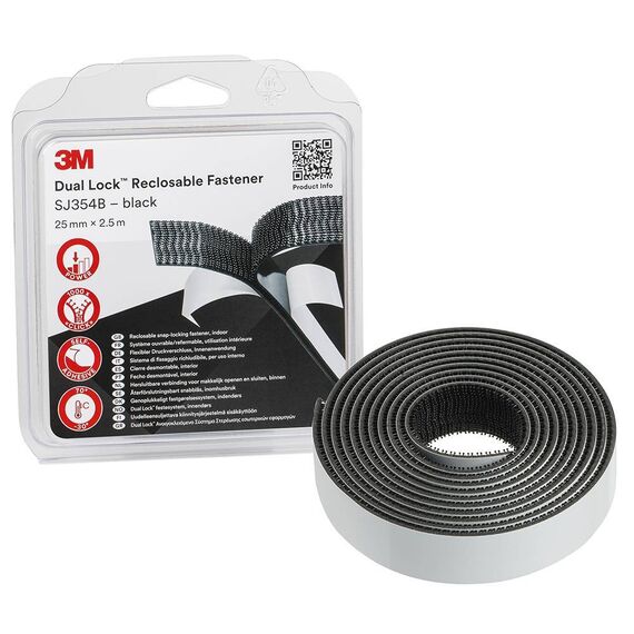 Ταινία στερέωσης μαύρη αυτοκόλλητη Dual Lock Reclosable Fastener SJ3540 25mm x 2.5 Mέτρα 3Μ™