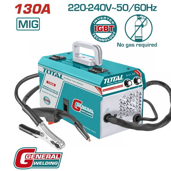 Ηλεκτροκόλληση inverter FCAW 230V130A χωρίς αέριο Total TFC1301