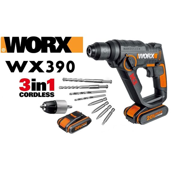 WX390.1 Περιστροφικό πιστολέτο 3 σε 1 με μπαταρία 20V H3 Max Lithium Ion WORX