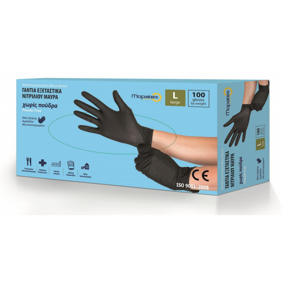 Γάντια νιτριλίου μαύρα Light Mopatex μεγάλης αντοχής Glovely Black 100 τμχ